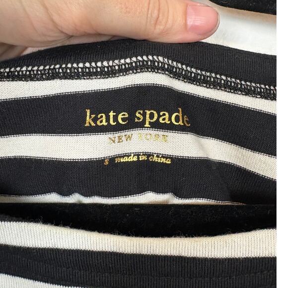 Kate Spade Quarter Sleeve Bateau Neckline Striped Cotton Tee Small - Picture 5 of 5